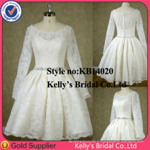 Simple en dentelle extérieure manches longues jupe courte robes de mariée robe de fille robe robe de bal robe formelle